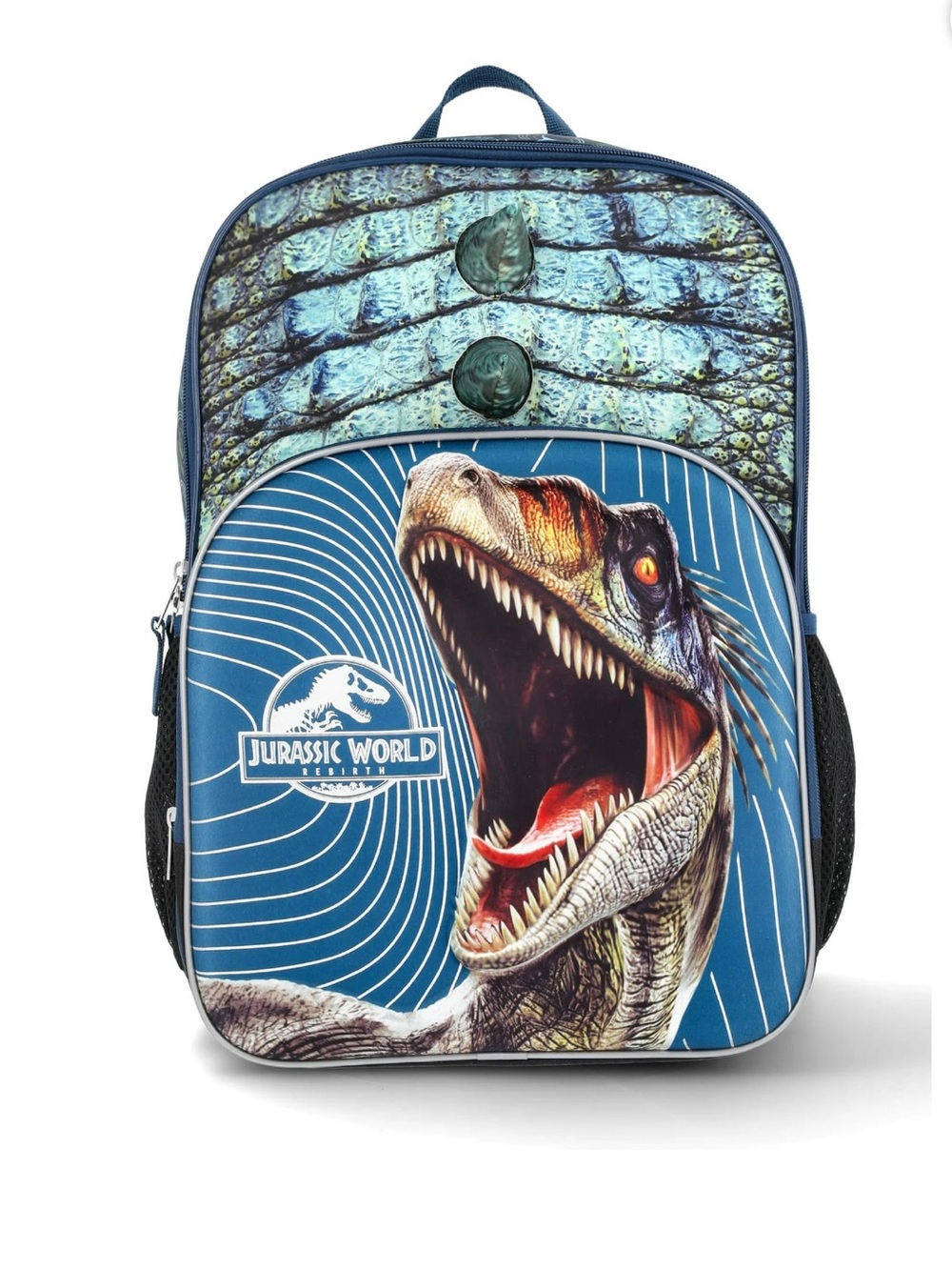 Universal Jurassic World Boys' 17" T-Rex Graphic Backpack with 3D Spikes, Blue